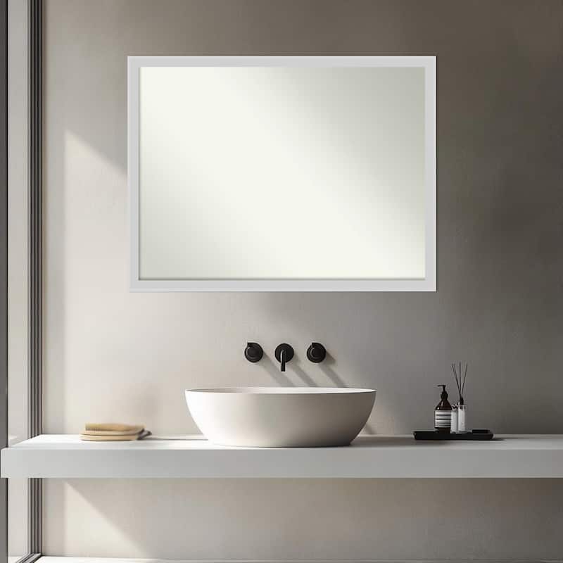 Incline Non-Beveled Wood Framed Bathroom Vanity Wall Mirror