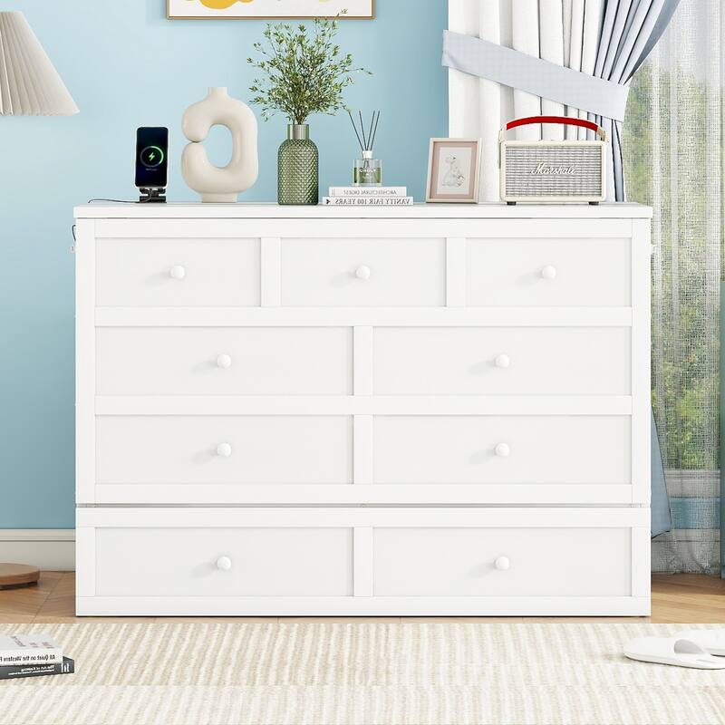 Solid Pine Murphy Bed - White