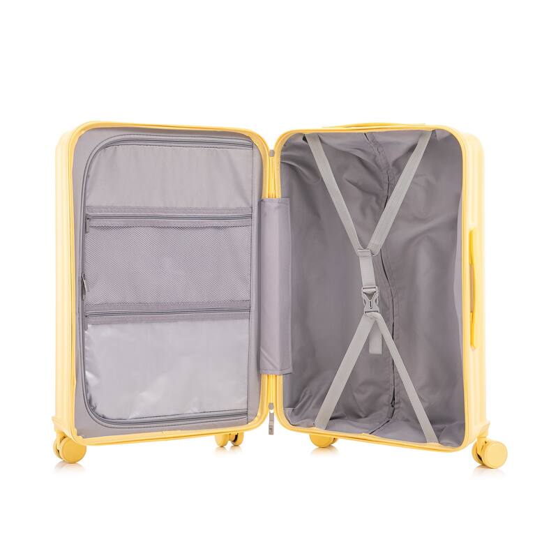 20"/24"/28" 3-Piece Modern Luggage Sets with Cup Holder, USB Port and Phone Holder, for Boarding Travel, Yellow
