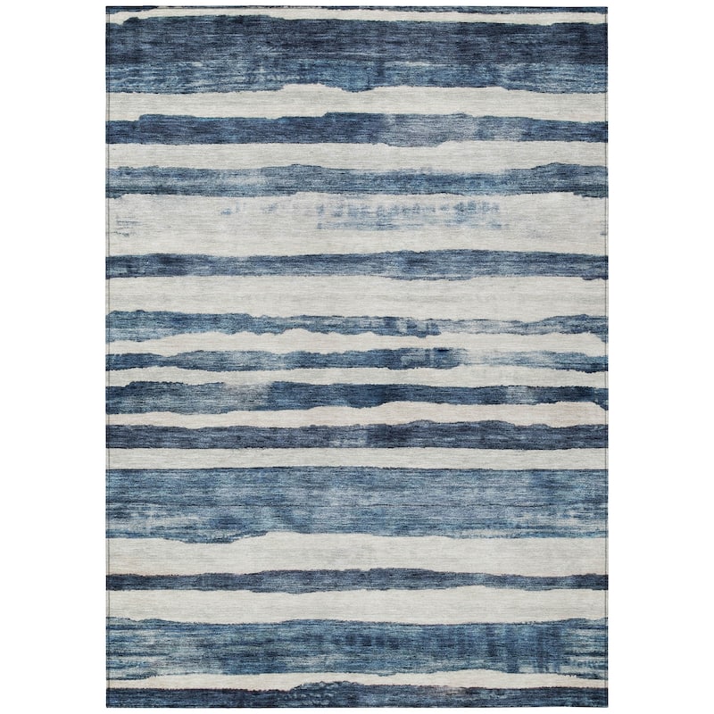 Machine Washable Indoor/ Outdoor Moroccan Stripe Chantille Rug