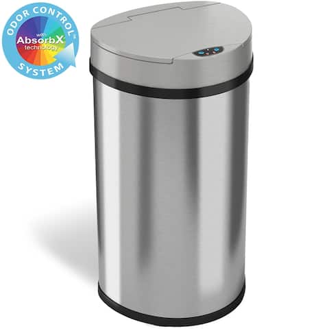 iTouchless Semi-Round Space-saving Wide Opening 13 Gal. Touchless Sensor Trash Can