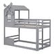 preview thumbnail 13 of 16, Twin over Twin Bunk Bed with Roof and Window, with Guardrails and Ladder