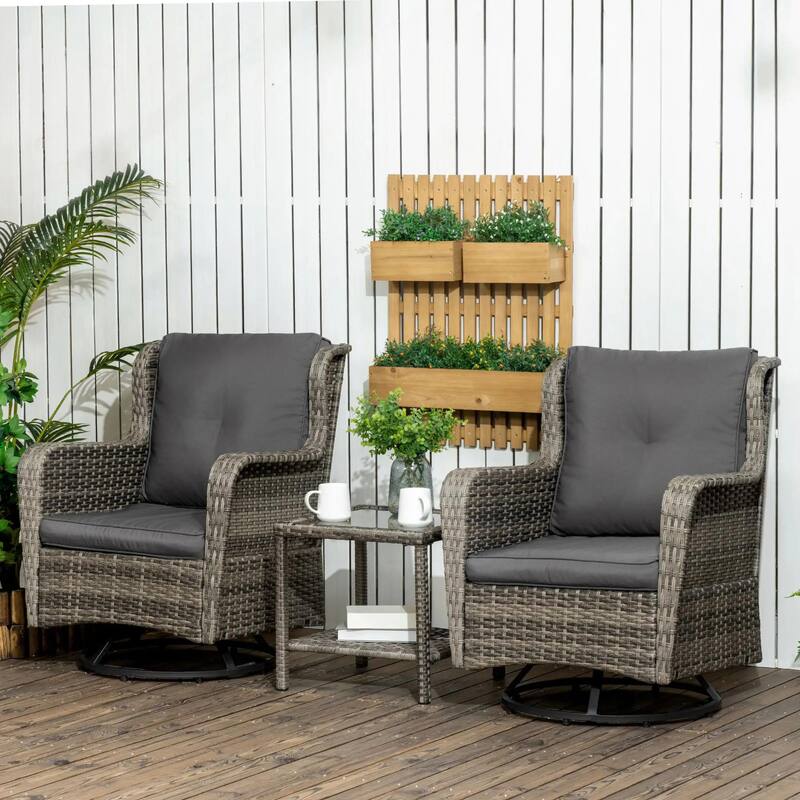 360° Rotation, Rocking Patio Bistro Set, Outdoor Porch Furniture