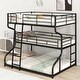 preview thumbnail 1 of 23, Full XL over Twin XL over Queen Size Triple Bunk Bed, Safety Guardrail Black