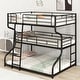 preview thumbnail 1 of 23, Industrial Modern Style Full XL over Twin XL over Queen Size Triple Bunk Bed with Long and Short Ladder, Safety Guardrail, Black Black