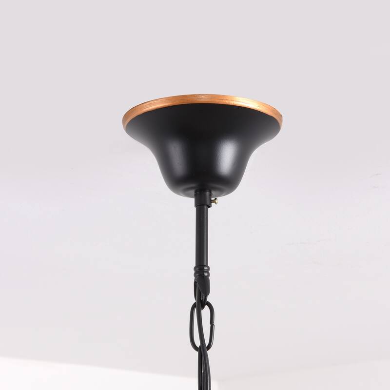 YANSUN 6-Light Oil Rubbed Bronze Farmhouse Industrial Vintage Chandelier with Frosted White Glass Shades - 30.71 in.