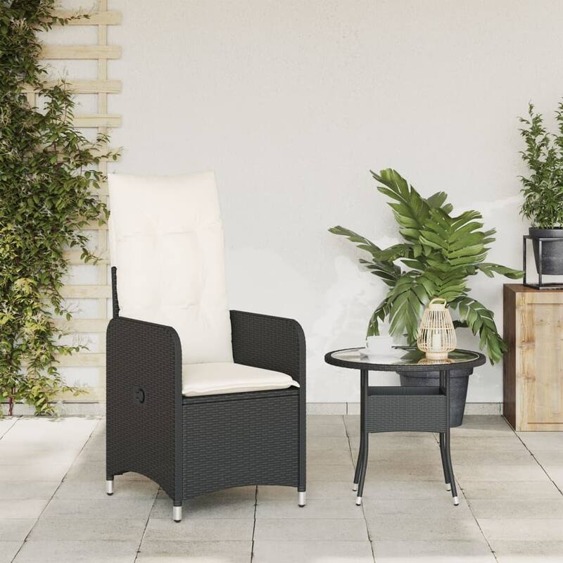 vidaXL Reclining Patio Chair with Cushions Outdoor Seat Furniture Poly Rattan