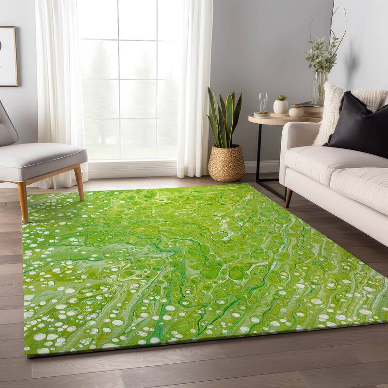 Premium Washable Super Soft Abstract Contemporary Mayfield Rug - Lime Green - 5' x 7' 6" - Rectangle