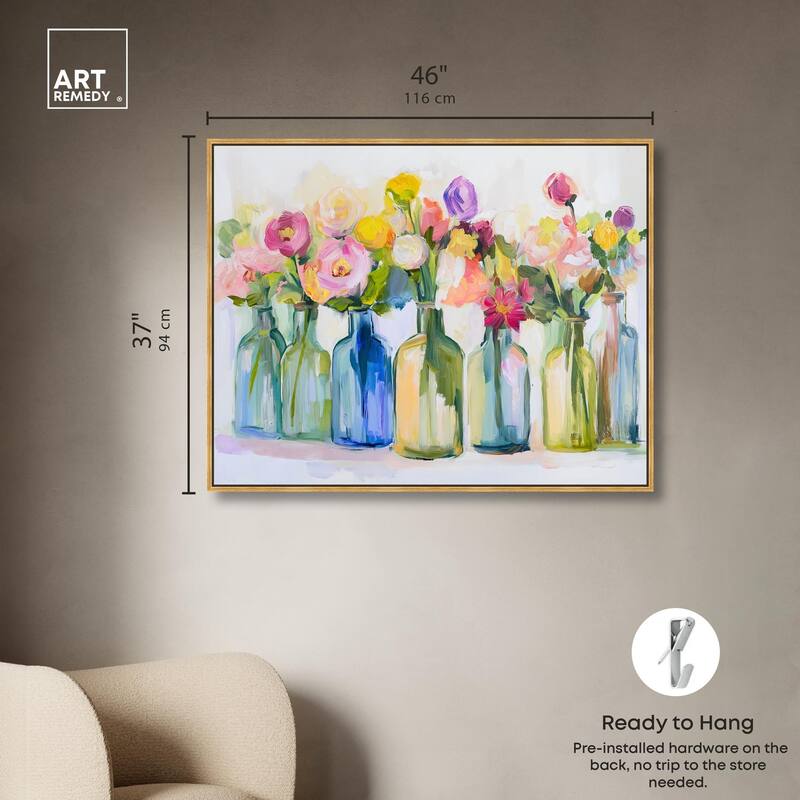 Bottles and Blooms Canvas by Art Remedy