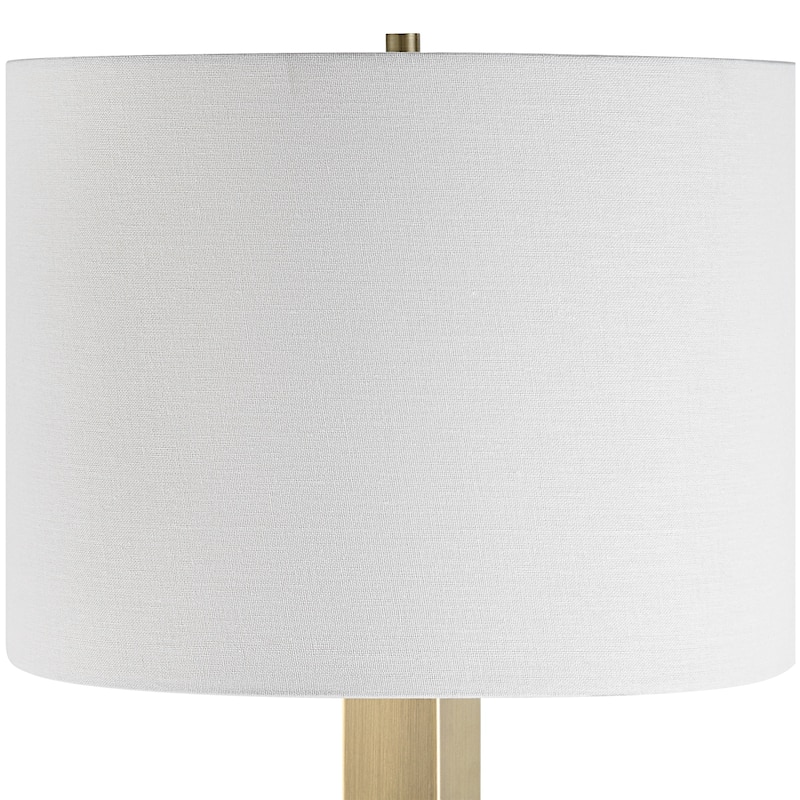 Table Lamp with Drum Shade and Metal Column Base - 27" - Antique Brass Finish