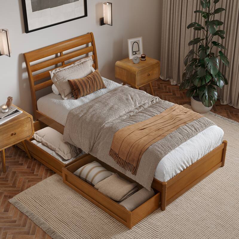 Emelie Platform Bed with Panel Footboard and Storage Drawers