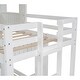 preview thumbnail 10 of 9, Playhouse Twin over Full Wooden Bunk Bed, Farmhouse Safety Guardrail Bed with Ladder and Square Windows