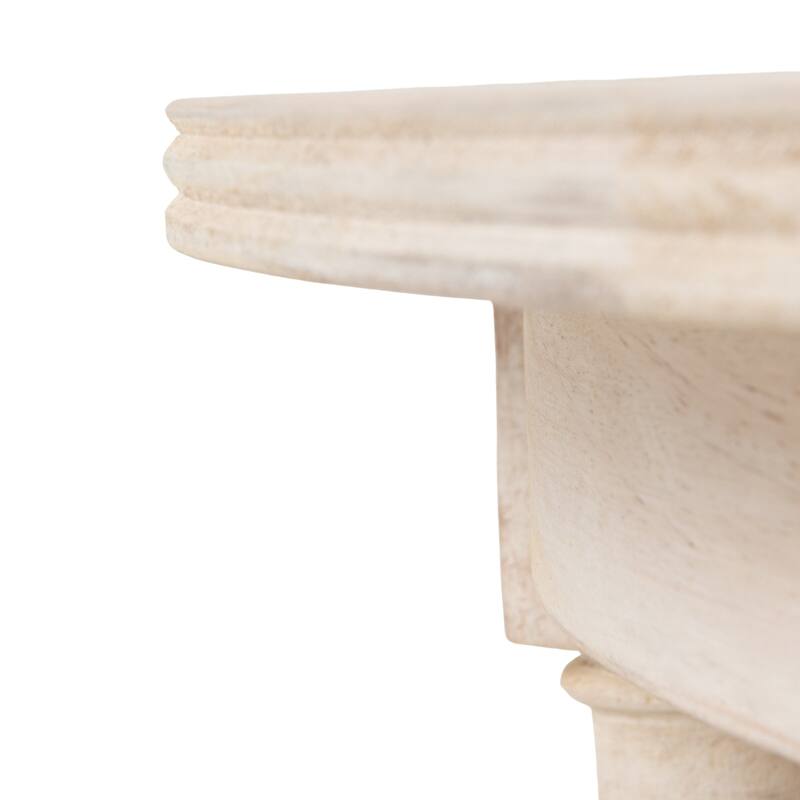 Round Mango Wood Table with 2 Cane Shelves