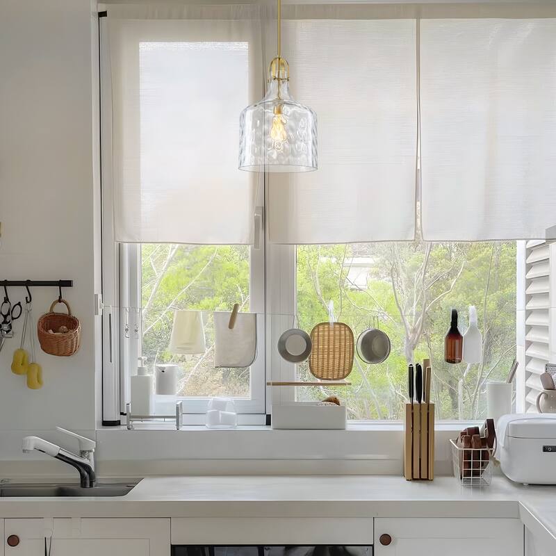 Starsky Modern 1-Light Clear Hammered Glass Pendant