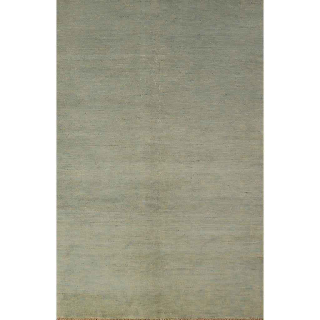 Green Gabbeh Modern Rug Hand-Knotted Wool Carpet - 3'10" x 6'0"