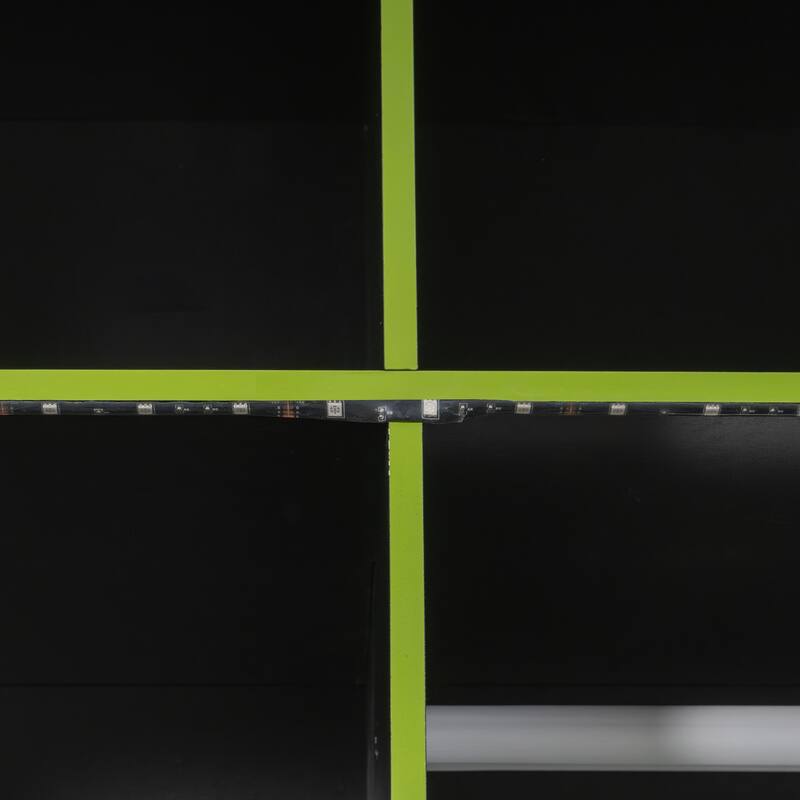 Full Size Loft Bed with Desk, RGB Lighting, Open Wardrobe, and Ample Storage