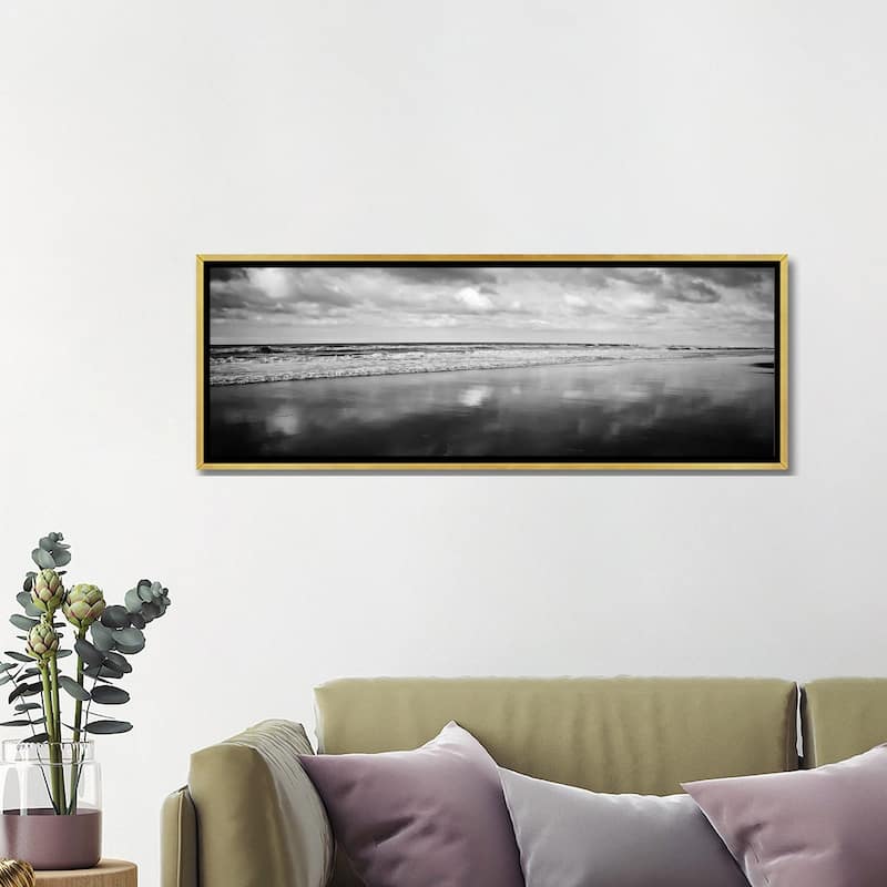 iCanvas "Beach (Black & White)" by Michael Harrison Framed Canvas Print