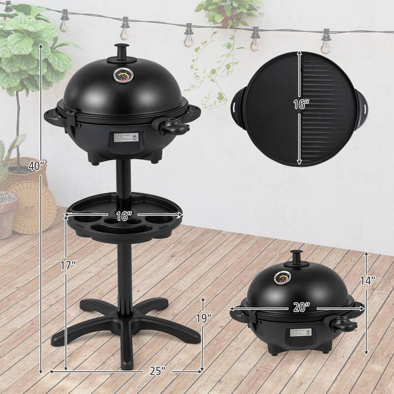 Gymax Indoor Outdoor Electric Grill w/ Non-stick Grill Plate