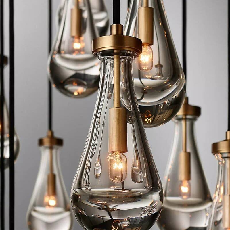 KAYLA Farmhouse Chandelier for Staircase, Foyer, Glass Pendant Light Fixture for Kitchen Island (Bulb Included)
