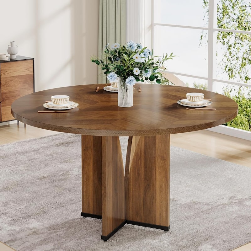 39.4-inch Wood Round Kitchen/Dining Table for 4 People Dining/Living Room