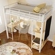 preview thumbnail 4 of 16, White Twin Size Metal Loft Bed with Built-in Wardrobe, Desk, and Shelves