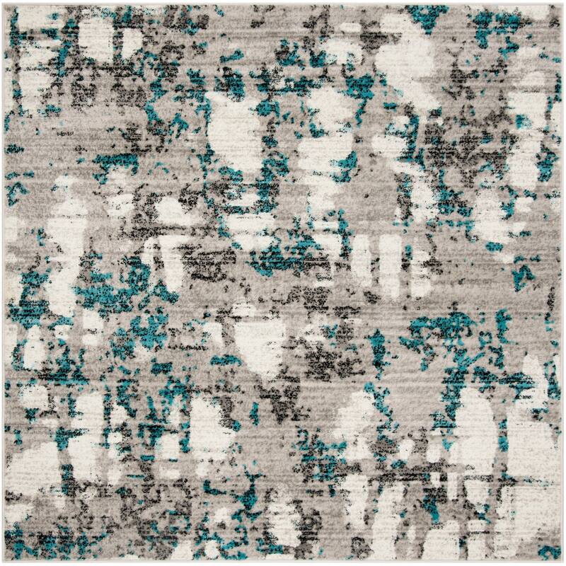 SAFAVIEH Skyler Jossie Modern Abstract Rug - 6'7" Square - Grey/Blue