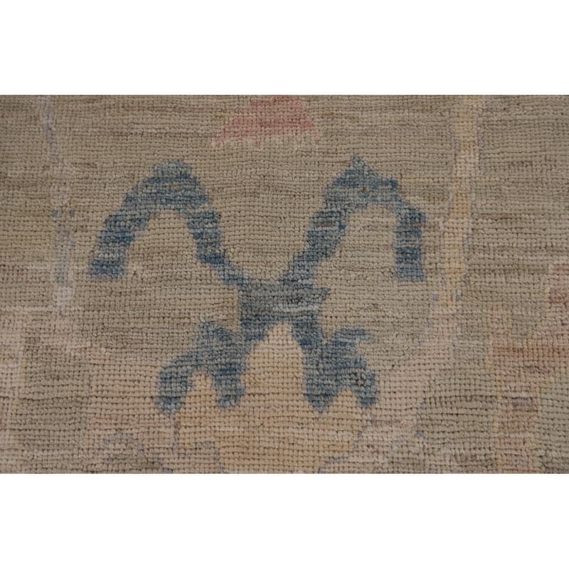 Vegetable Dye Oushak Turkish Area Rug Hand-Knotted Green Wool Carpet - 7'9"x 9'6"