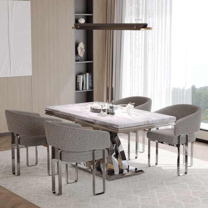 Luxury Dining Room Table Set with Armrest Dining Chairs