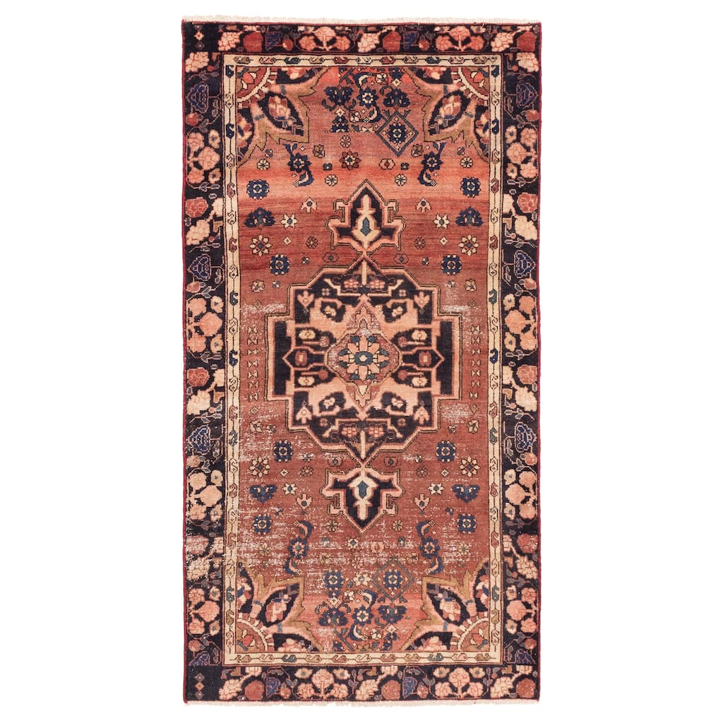 ECARPETGALLERY Hand-knotted Antalya Vintage Dark Copper Wool Rug - 3'11 x 7'7
