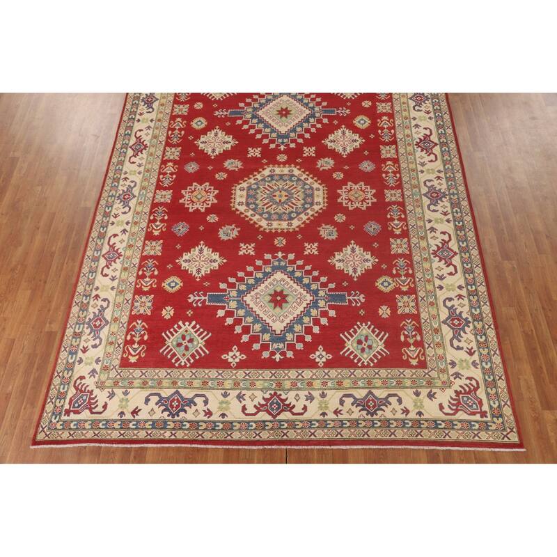 Red Kazak Area Rug Hand-Knotted Traditional Wool Carpet - 8'10"x 11'8"