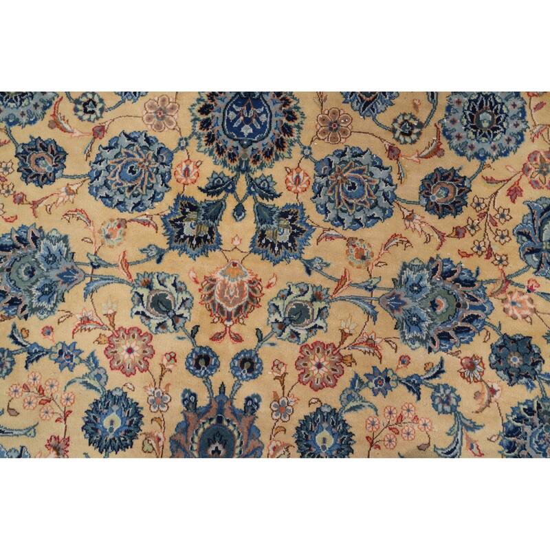 Hand Knotted Oriental 100% Kork Wool Carpet Traditional All-Over Peach Kashan Area Rug - 12' 0'' X 8' 7''