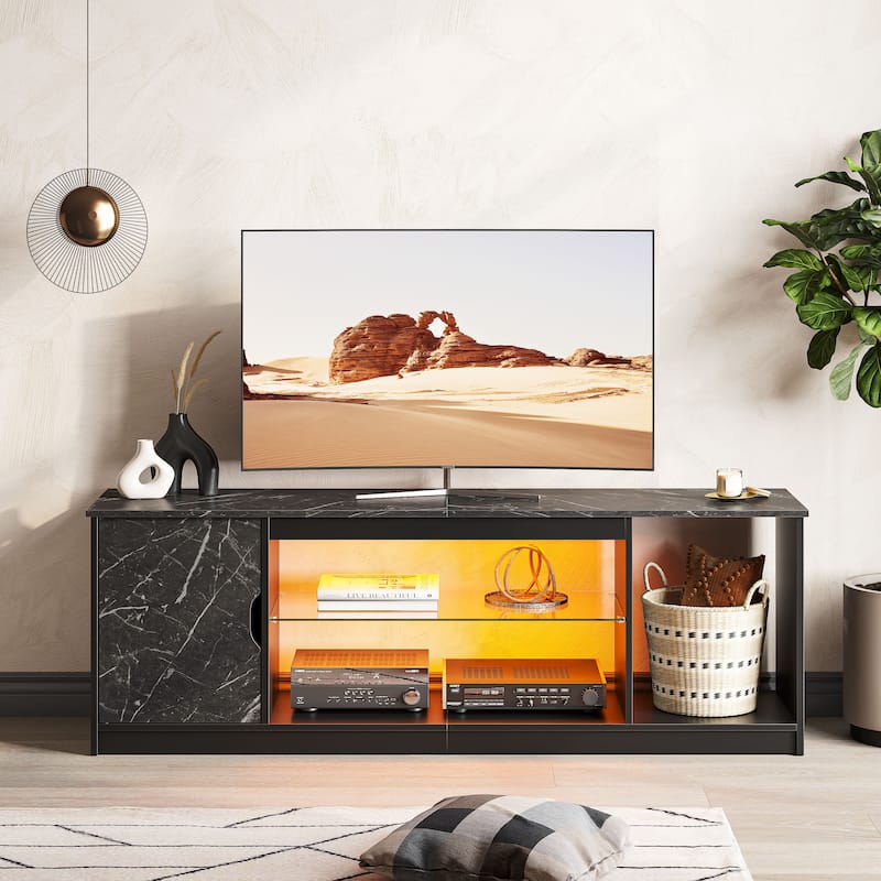 Modern TV Stand for up to 65" TVs Gaming Entertainment Center with Adjustable Shelves for PS5 - 58 inches
