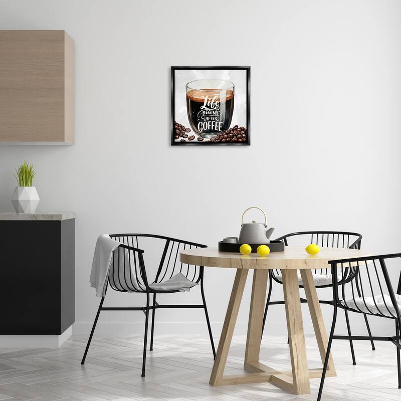 Stupell Life Begins After Coffee Framed Floater Canvas Wall Art Design By Kim Allen