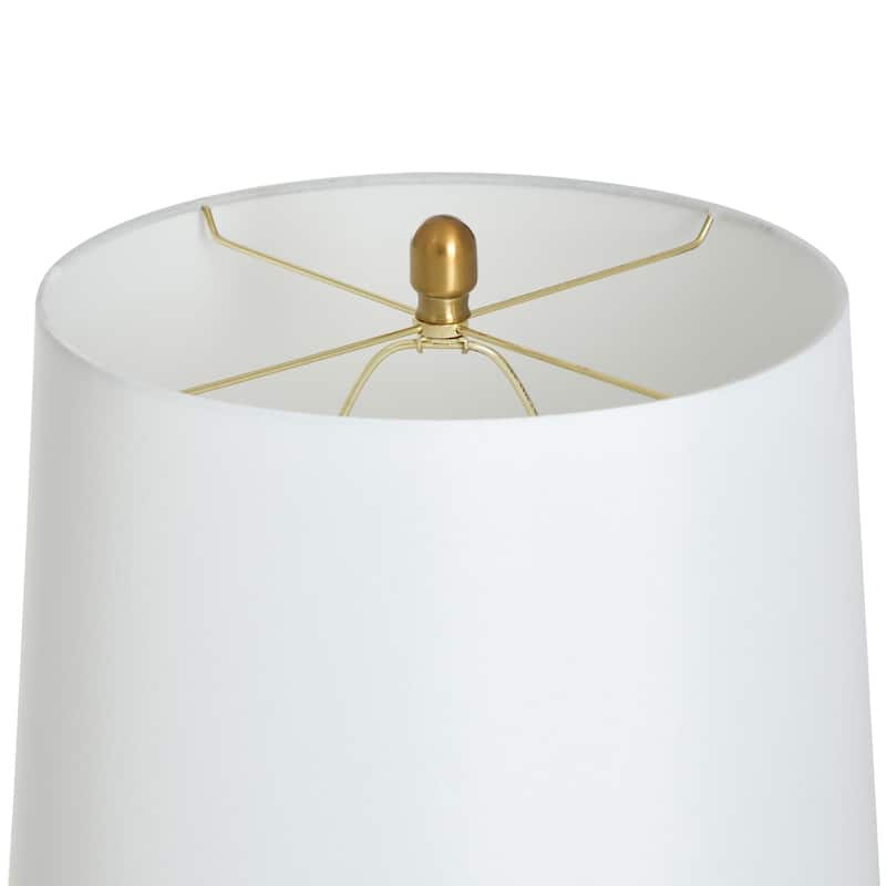 StyleCraft Glass & Steel Table Lamp - Clear Seeded & Gold - Off-White Shade