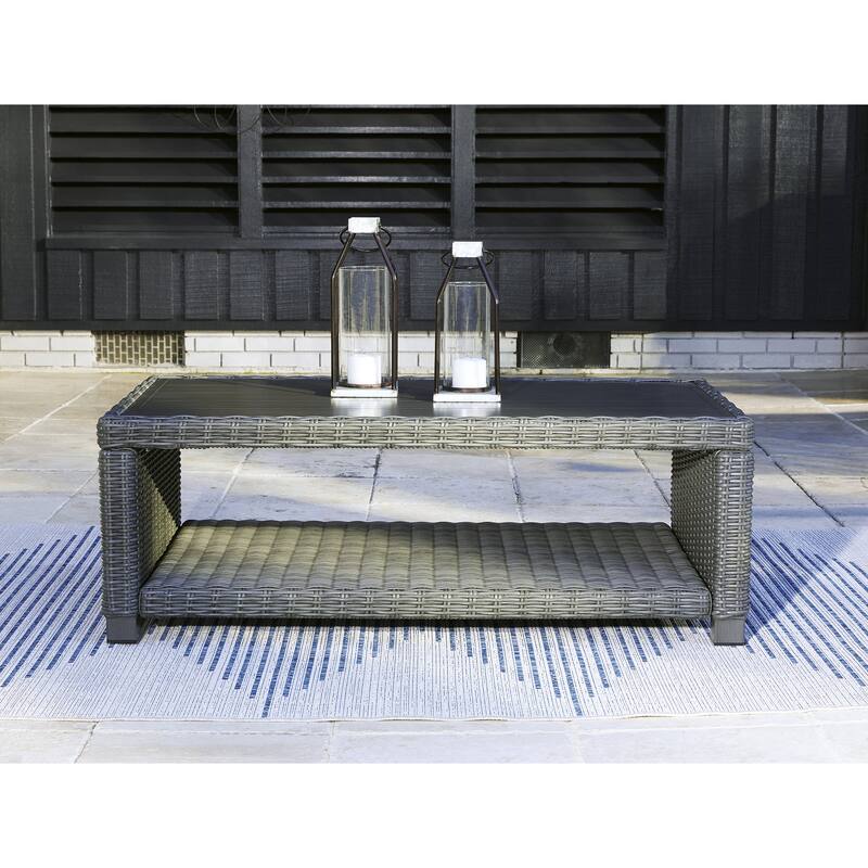 Elite Park Outdoor Coffee Table - 49.75" W x 26.63" D x 17.75" H - 49.75" W x 26.63" D x 17.75" H - Gray