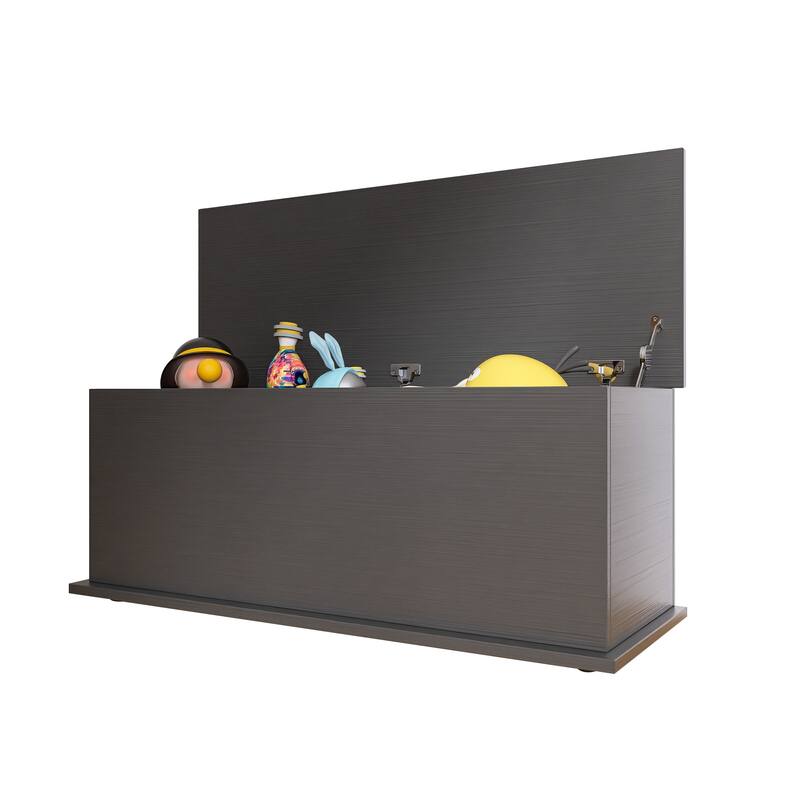 Charming Storage Bench Decorative Bench with Safety Hinges, Wooden Bedroom End of Bed Bench Entryway Footrest Bench