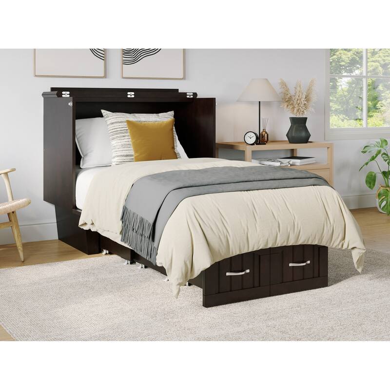 Sydney Twin Murphy Bed Chest with 6 inch Mattress