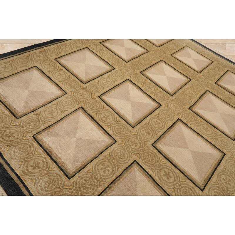 8x10 Hand Knotted Wool Ivory Tibetan Plush Pile French design Rug - 8' x 10'