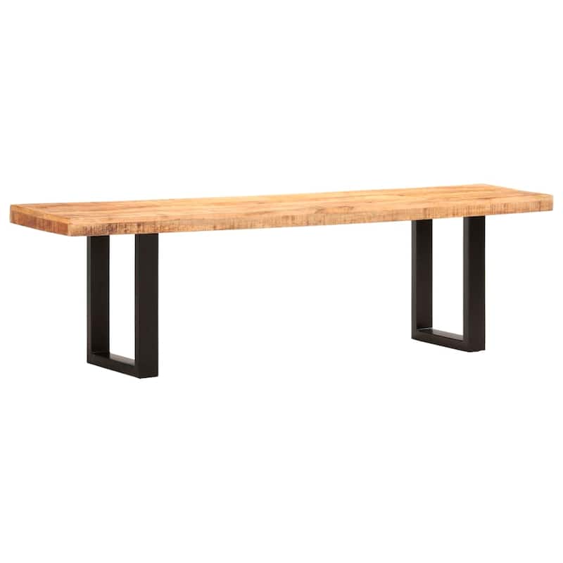 vidaXL Bench Steel Wooden Outdoor Bench 43.3"/63" Solid Mango/Reclaimed Wood - Rough Mango Wood 43.3" x 13.8" x 18.1"