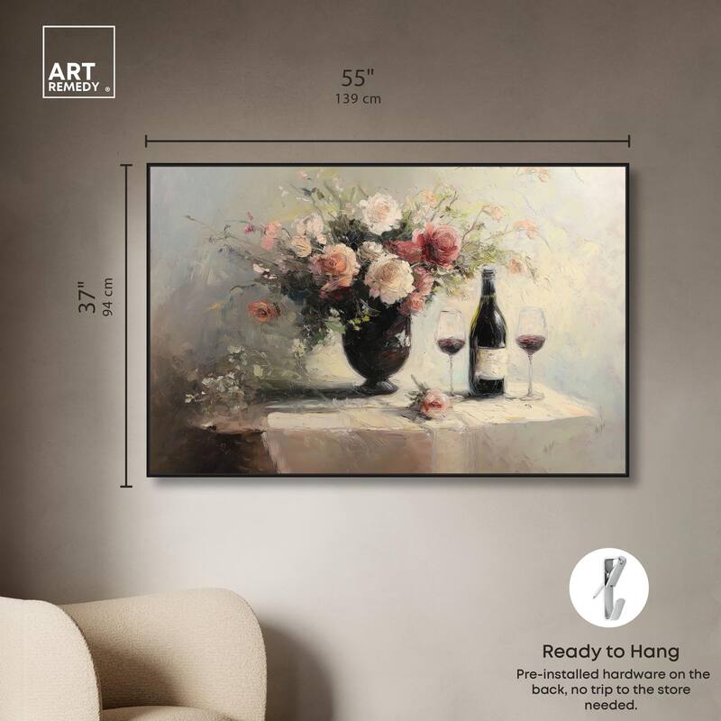 Roses and Red Wine Canvas by Art Remedy