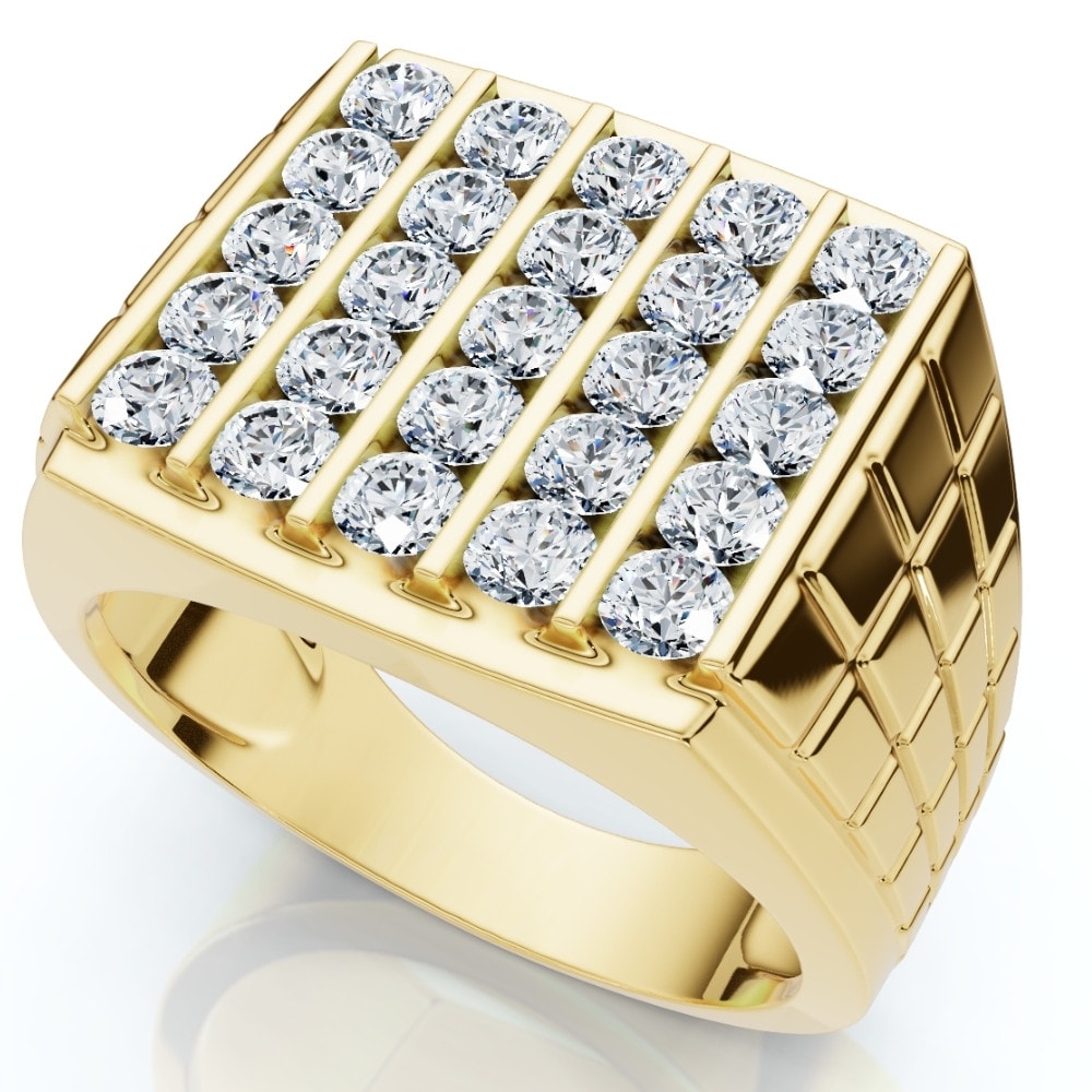 Men's 14k White Gold Diamond Eternity Wedding Band - 8mm Wide, 1 1/10ct Total Weight, Channel Set