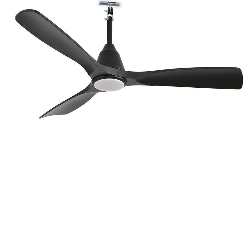 Outdoor Ceiling Fan with Light: Plug-in Hanging Fan, Remote App Control, 3CCT, 6-Speed - 52-inch - Black
