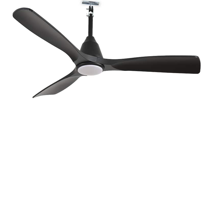 Waterproof Outdoor Ceiling Fan with Light: Plug-in Hanging Fan, Remote App Control, 3CCT, 6-Speed - 52-inch - Black