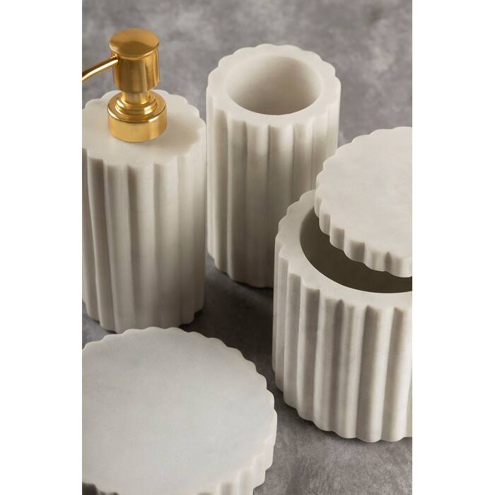 Roksana White Marble Bath Accessories, Set of 4