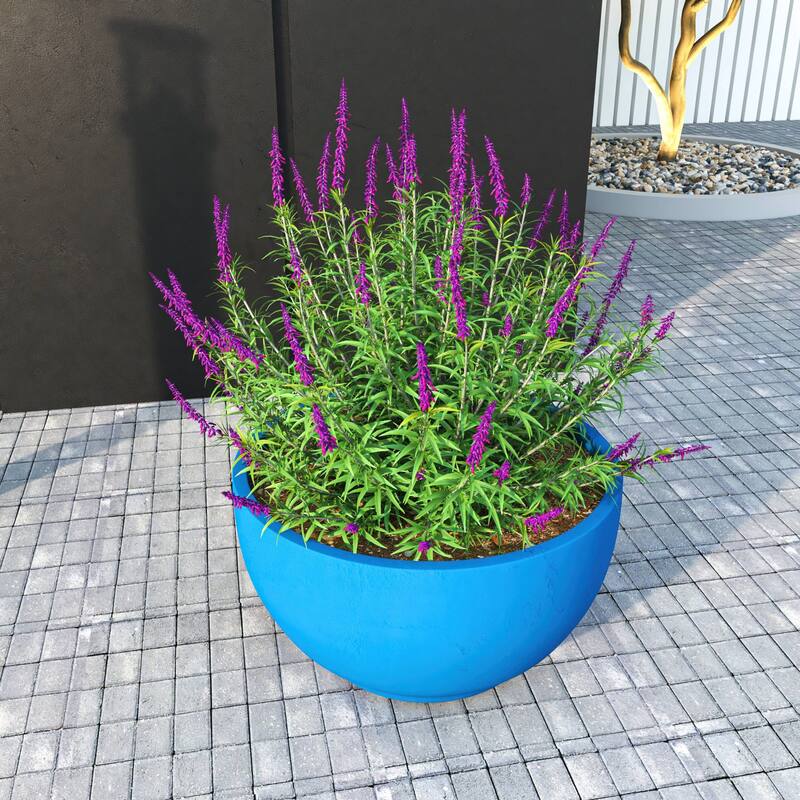 Grove Modern Round Fiberstone and MgO Clay Plant Pot with Drainage Holes for Indoor & Outdoor Home Office Yard Patio Decor