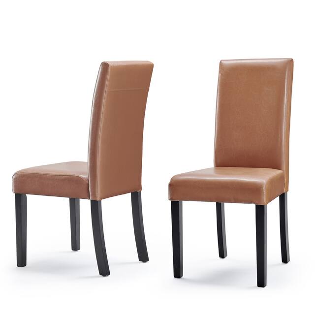 Monsoon Villa Faux Leather Parson Dining Chairs (Set of 2) - Worn Brown