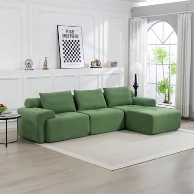L-Shaped Convertible Sectional Sofa Bed - Memory Foam Cushions & Steel Frame, No Assembly Corduroy Sofa for Apartments