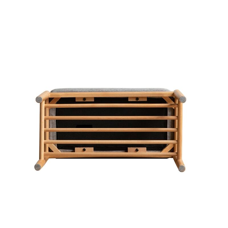 GDFStudio - Cedric Beech Wood Entryway Shoe Bench with Cushion