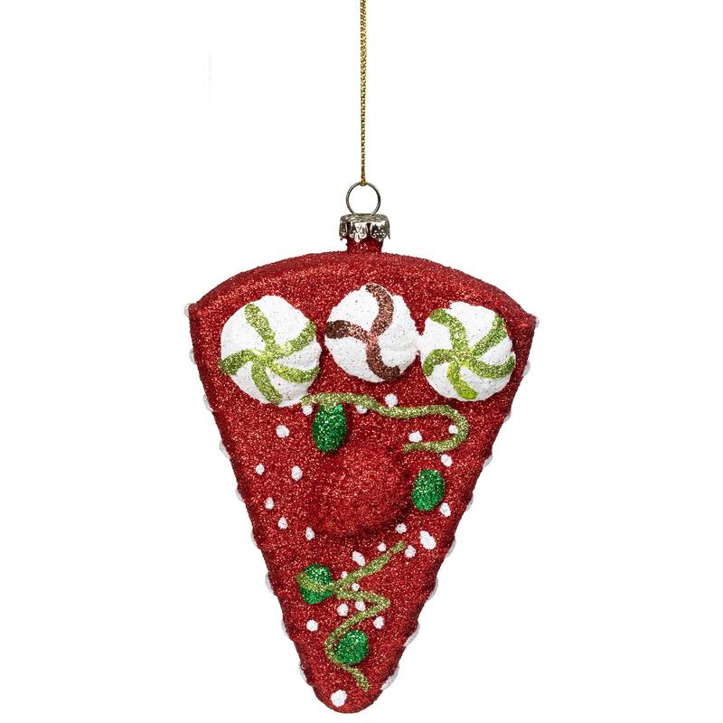 Glittered Shatterproof Strawberry Cake Slice Christmas Ornament - 5" - Red and White