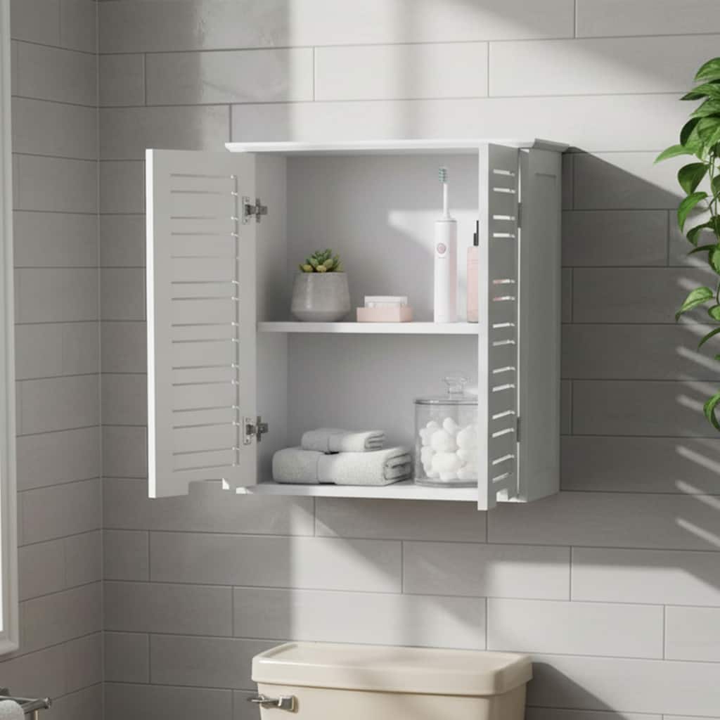 Miami White Wall-Mounted Bathroom Cabinet with Double Vented Doors - 20.50"L x 8.70"W x 21.70"H